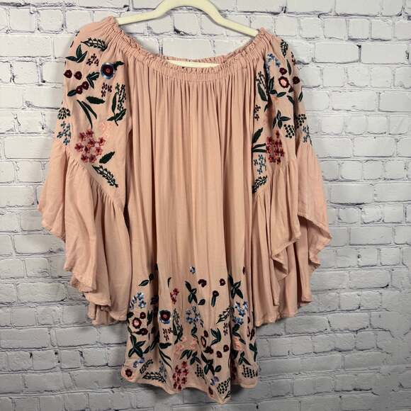 Umgee Tops - Umgee Embroidered Peasant Boho Blouse Top Size Small